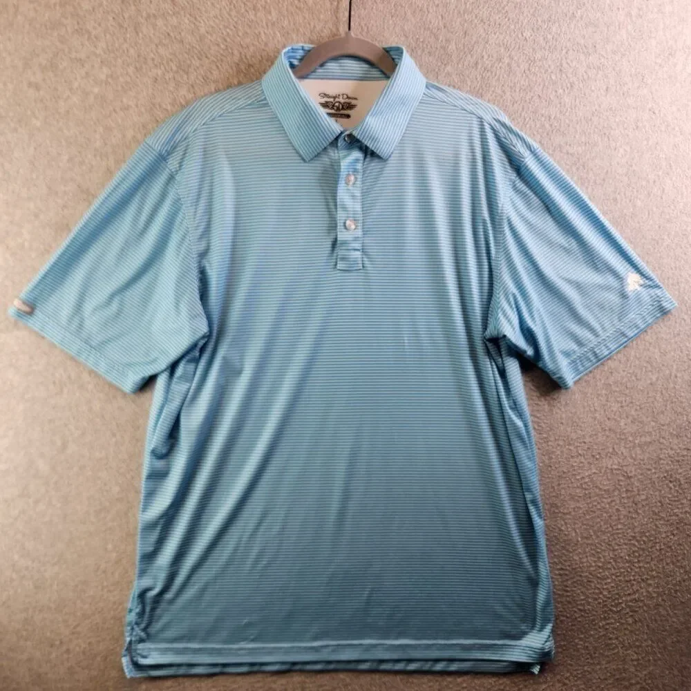 Straight Down Shirt Mens L Blue Striped Golf Performance Polo Ultralightweight - Picture 12 of 12